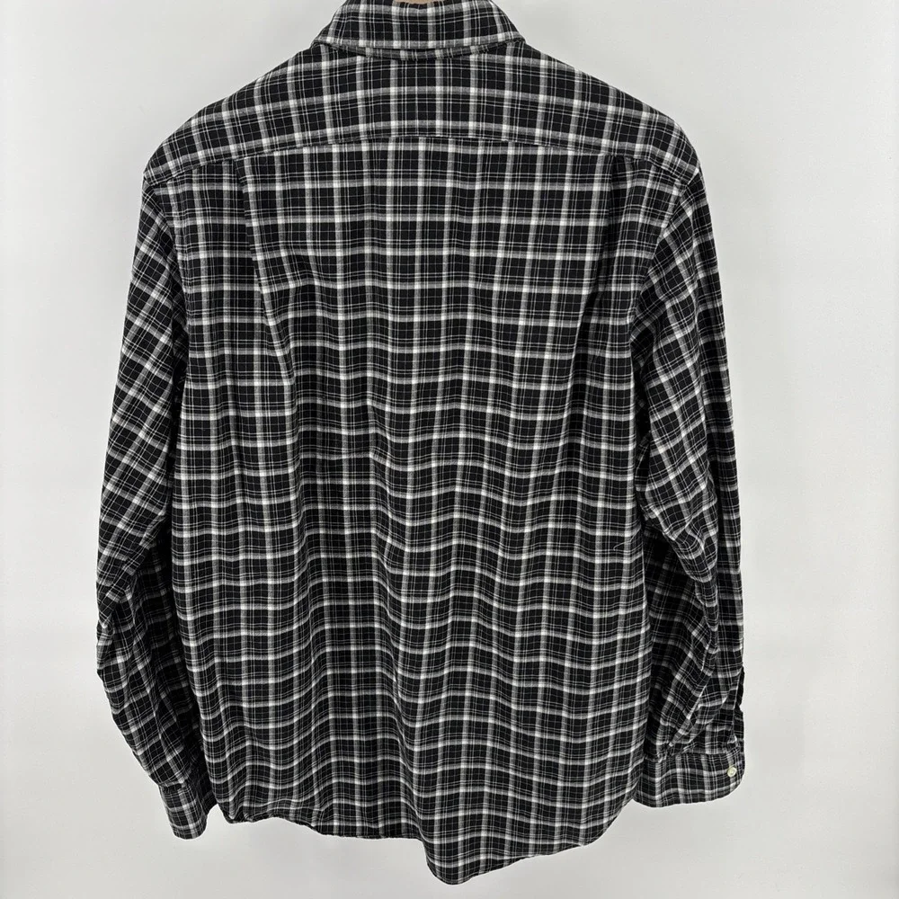 Polo Ralph Lauren Shirt Men's Large‎ Black White Plaid Long Sleeve 100% Cotton